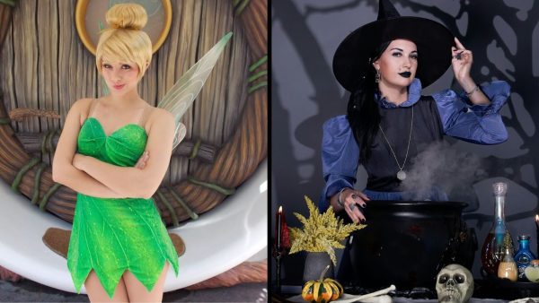 Tinkerbell at Disneyland, and a woman getting her witch on.